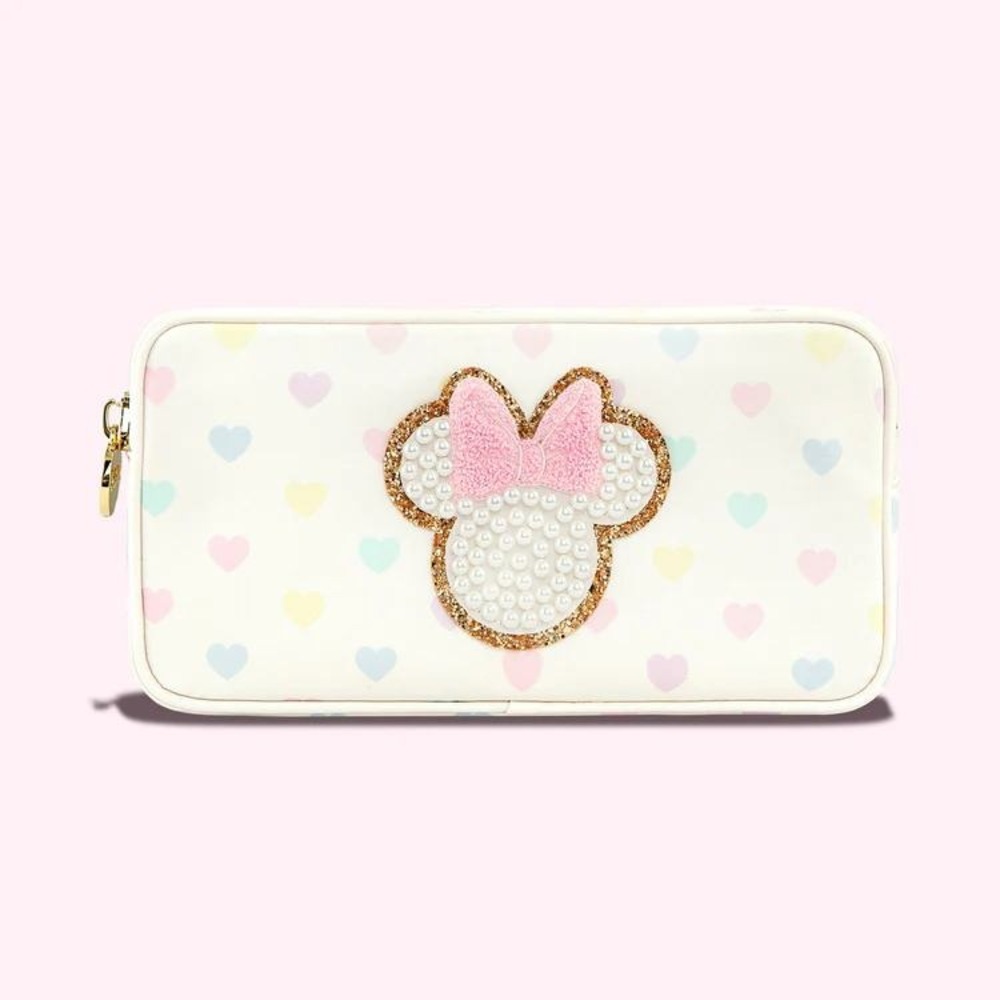 Stoneyโ Clover Lane Disney Minnie Mouse Pastel Hearts Small Pouch Cosmetic Bag